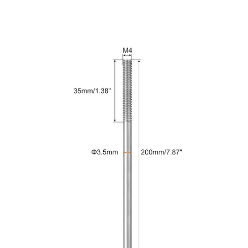 MECCANIXITY 304 Stainless Steel Push Rod Connector M4x200mm, Double End Threaded Rod for DIY RC Car, Pack of 5