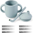 PandaEar 2 Pack Tiny Silicone Drinking Training Cup with Handles & Straw for Baby and Toddler (White Blue)