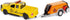 Siku 3505, 1500 1:50, RAM Pick-Up with Compressor Trailer, Metal/Plastic, Yellow/Orange, Incl. barriers and Toy Figure