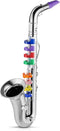 Lewtemi Silver Saxophone Musical Instruments Toy for Kid Toddler Fake Plastic Preschool