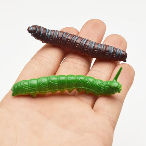 6Pcs Random Style Simulation Caterpillar Plastic Fake Worms, Crawling Halloween Prank Toy Educational Learning