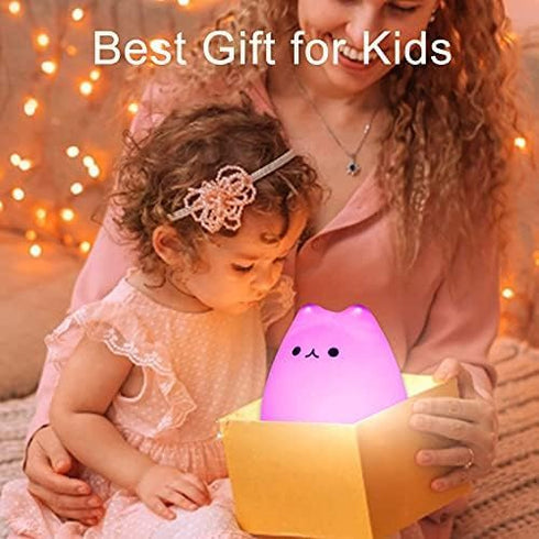 ZKLiLi Cute Cat Lamp, Night Light for Girls Bedroom, Kitty Lamp Birthday Gifts for Kids Baby Toddler Teen Portable