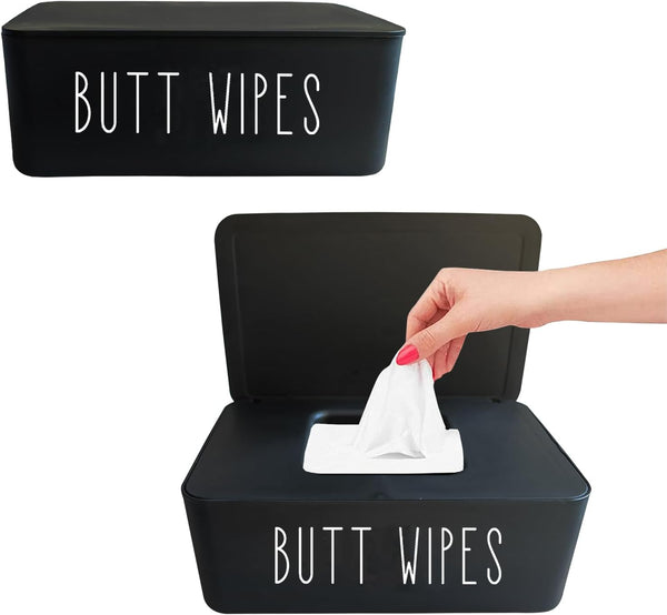 2 Pack Butt Wipes Dispenser - Flushable Wipes Container for Bathroom, Chic Style Nursery Diaper Holder