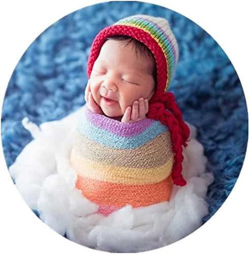 Coberllus Newborn Baby Photo Props Wrap Cloth Blanket Swaddle for Boys Girls Photography Shoot (Rainbow)