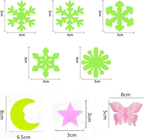Kiddale 307 Pcs Glow in Dark Stars, Moon, Snowflake, and Butterfly Wall Stickers for Kids Bedroom Decor Kit