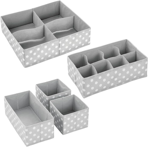 Drawer/Closet Set 5 mDesign Soft Fabric Dresser Divided Storage Organizer Bins for Nursery - Holds Blankets, Bibs