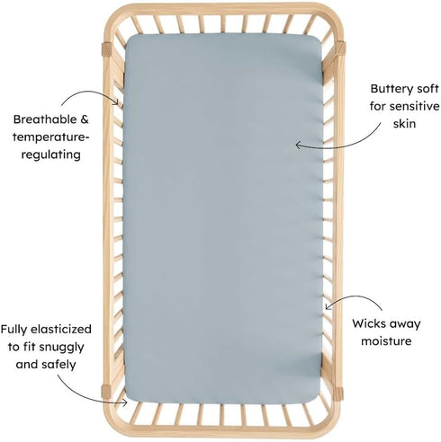 Ultra-Gentle Bamboo Fitted Crib Sheet - Kyte Baby in Fog
