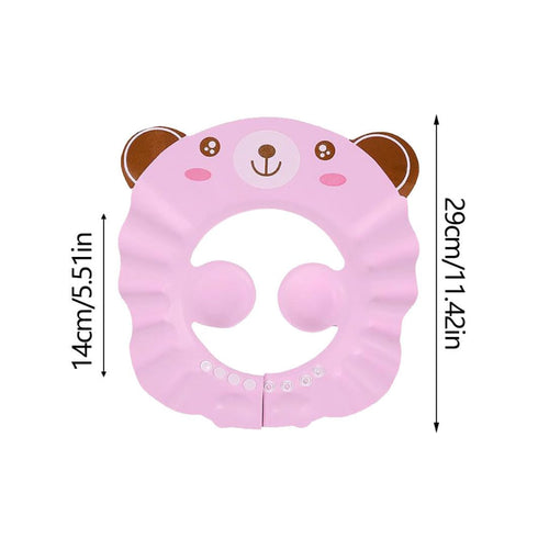Pineeseatile Baby Shampoo Cap Adjustable Toddler Shower Ear Protection Shield Sun Shading Hat Pink Kids Hair Washing