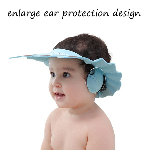 PENINSULA LOVE Baby Shampoo Cap Waterproof Baby Shower Cap Adjustable Bathing Hat Visor Hat with Ear Muffler