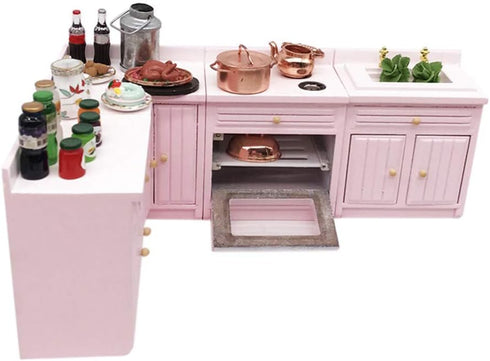 SXFSE Accessories,1:12 Set Dollhouse Decoration Dollhouse Miniature Furniture Wooden Kitchen Cabinet Freely Combined