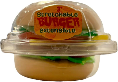7pc Set, Stretchy Burger Sensory Toy Play Food Stackable Stretchy Hamburger Toy with Toppings and Bun
