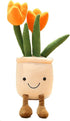 Tulip Plush Toy, 13" Orange Flower Pot Stuffed Plushie Pillow Doll, Soft Fluffy Hugging Cushion - Gift for All Ages
