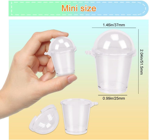 KOOBOOK 20Pcs Mini Frappuccino Cup, Cold Coffee Cup Dollhouse Miniature Simulation Plastic Cup Cake Ice Cream Cups