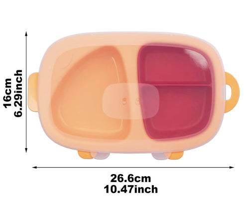 Kids Divided Plate, 3 PCS (Plate with Lid and Inner Dish), Toddler Dishes Tableware, Dishwasher-Safe Baby Feeding