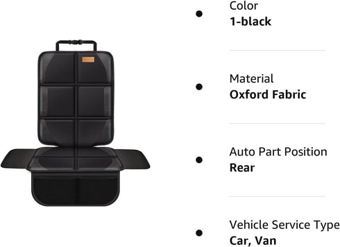 Car Seat Protector, 1 Pack, Thickest Padded 600D Fabric, Waterproof, Durable, Anti Slip Backing, Child Seat Protection