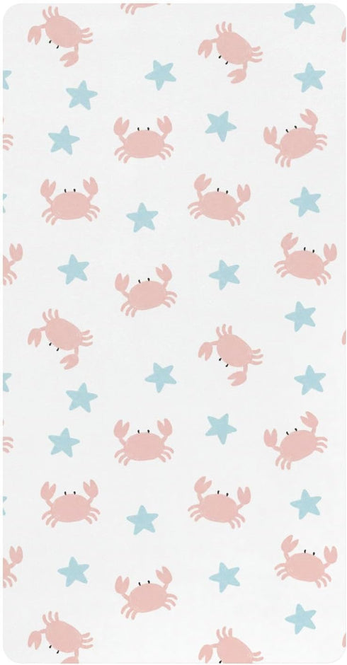 Jynexis Crab Star White Pattern Baby Crib Sheets, Cotton Fitted Crib Sheet, Soft