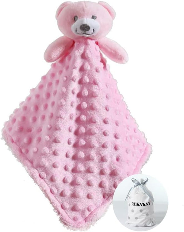 CREVENT Baby Comforting Security Blanket Lovey for Newborn Baby Girls Infants, Minky