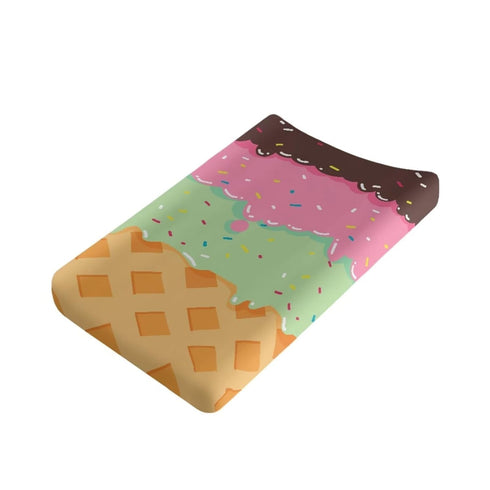 Cute Ice Cream Print Changing Pad Covers, Ultra Soft Fitted 32"X16" Changing Table Sheet for Boys Girls, Summer Fun