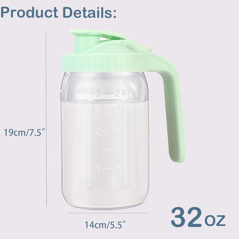 SusuBee 32oz Breast Milk Pitcher with Leak-Proof Flip Cap Wide Mouth Mason Jar Pitcher for Breastmilk Storage Glass