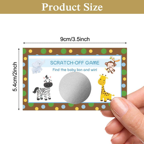 50 Pack Animal Theme Scratch Off Game, Elephant Giraffe Lion Monkey Cards for Birthday Party Activity