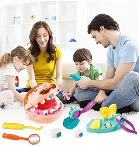 Kids Little Dentist Play Dough Set, Toy Doctor Drill and Fill Playset, Playdough Toy Set