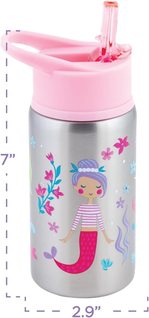 Stephen Joseph Stainless Steel Water Bottles, 18 OZ, Insulated Reusable Tumbler with Straw Lid, Zoo