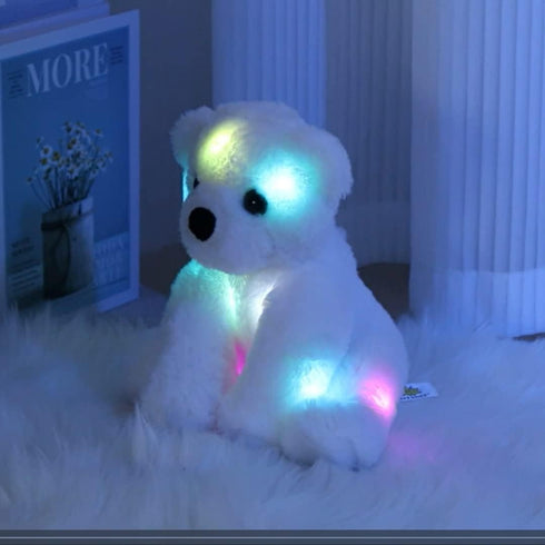 BSTAOFY Glow Polar Bear LED Night Light Stuffed Animal, Soft Plush Toy for Kids, White, 9.5''