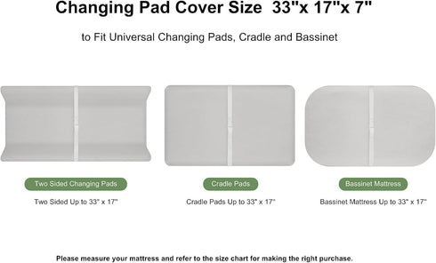 2 Pack 17"x 33"- White Muslin Changing Pad Cover for Baby Girl & Boys- Neutral Breathable Soft Diaper Changing Pad