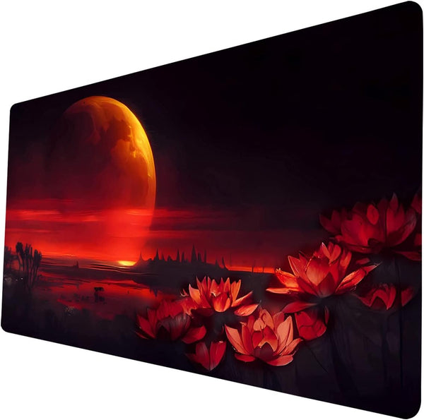 Fantasy Black Lotus TCG Playmat - 24 x 14 inches Game Mat for MTG DTCG CCG RPG Trading Card Games