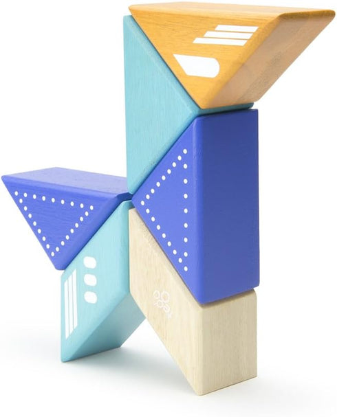 6 Piece Tegu Travel Pal Magnetic Wooden Block Set, Jet Plane