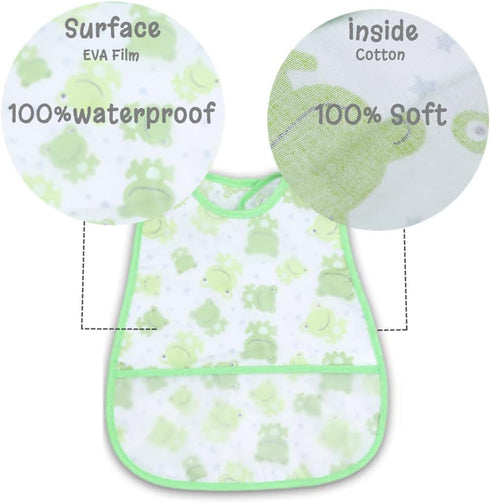 6-36M Baby bibs Waterproof Toddler bib - Feeding bib with Pocket for Infant Boy Girl Washable