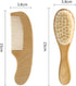 Set Set ibasenice Natural Wool Hair Brush and Wooden Comb for Newborns Gentle Cradle Cap Care Lightweight and Portable