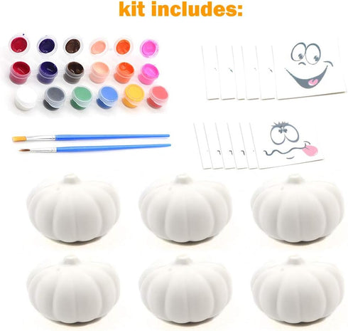 Paint Your Own Squishy Pumpkin, 6 Pack - Slow Rising with Decorating Stickers for Kids Crafts Halloween Thanksgiving