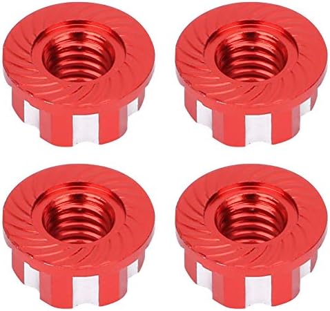 VGEBY 4pcs RC Hex Nuts, M4 Carving Hexagonal Nuts Aluminum Alloy for D3 D4 1/10 RC Car (Red)