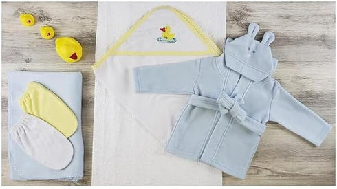 Bambini Hooded Towel Bundle - Bath Mittens, Blanket, and Robe Included