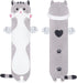 Yeqivo Soft Cat Plush Pillow, Grey Long Cat Stuffed Animals Soft Long Kitten