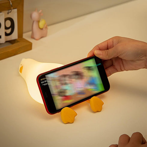 3 Dimmable HAPPYBAG LED Lying Flat Duck Night Light, Level Nursery Nightlight,Cute Lamps Silicone Squishy Light Up
