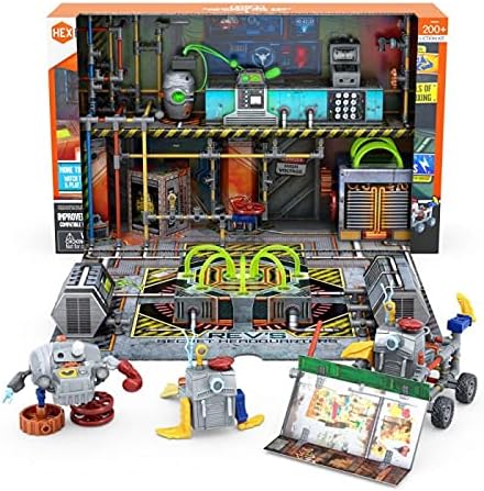 HEXBUG JUNKBOTS Small Factory Habitat Revs Secret Headquarters, Surprise Toy Playset, Build