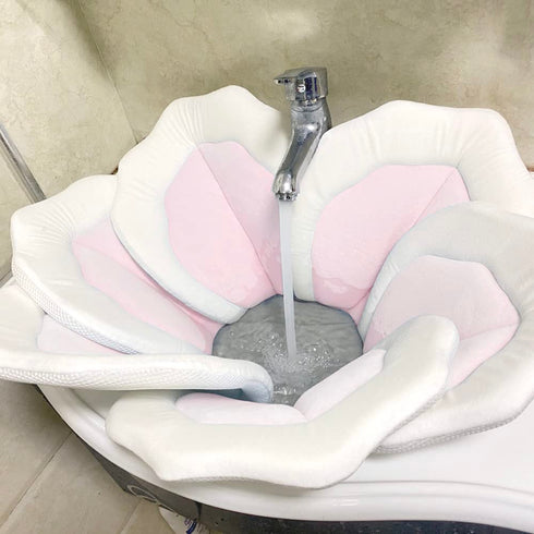 Baby Bath Pad for Infant Bathtub Sink, Soft Flower Mat Tub Supports Lounger Newborn Bathing (Pink)