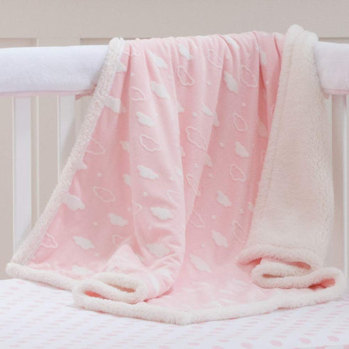 American Baby Company Heavenly Soft Chenille Sherpa Receiving Blanket - 3D Pink, 30" x 35", Warm and Cozy for Babies