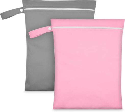 AOOSA 2PCS Wet Bags, Reusable Cloth Diaper Bags with Handle and Zipper, Lightweight