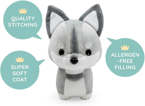 Bellzi Wolf Stuffed Animal, Soft Cute Gray Wolf Plush Toy, Gifts for All Ages, Kids, Babies, Toddlers, Wolfi