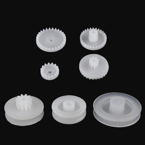 200pcs 0.5 Mold Plastic Motor Gears Small Set, Plastic Crown Gear, Single Double Reduction Gear for Electric Motor