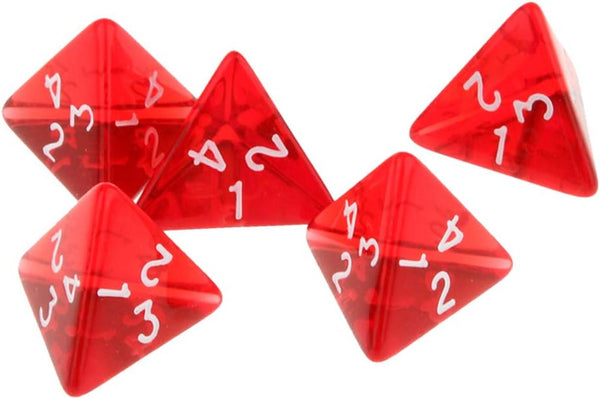 5PCS Polyhedral Dice 20mm D4 for Dungeons and Dragons DND RPG MTG Table Games Red with Black Bag