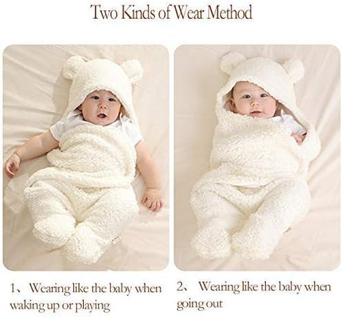 Baby Swaddle Blanket, Cute Cotton Plush Receiving Wraps for Boys Girls, Soft Newborn Sleeping for 0-6 Months