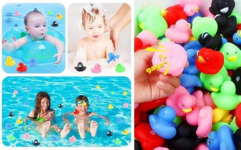 DZTIAN 12 (12) Pcs Multicolored Mini Multicolor Rubber Ducks Baby Bath Ducky Bathtub Pool Squeaky Little Duck Toys