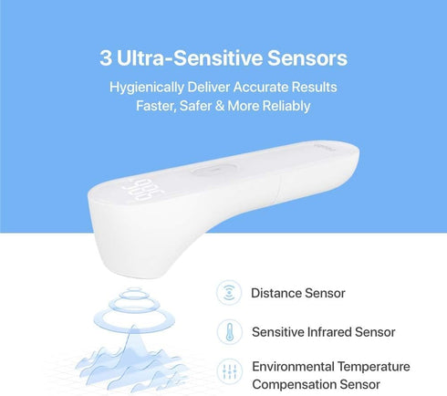 iHealth No-Touch Forehead Thermometer for Adults, Kids, Babies - Digital with 3 Sensors, Easy to Use