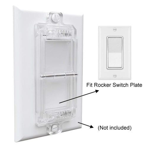 Rocker Light Switch Guard - ILIVABLE Child Proof Switch Plate Cover, Protects Lights from Accidental Use (Clear, Pack