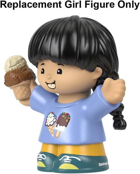 Fisher-Price Replacement Part Little-People Playset - HHR46 ~ Girl with Black Hair Carrying Ice Cream Cone