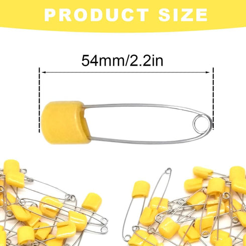 Yosawa 50Pcs 2.2" Plastic Head Safety Pin Nappy Cloth Diaper Safety Pins with Safe Locking Closures (Orange)
